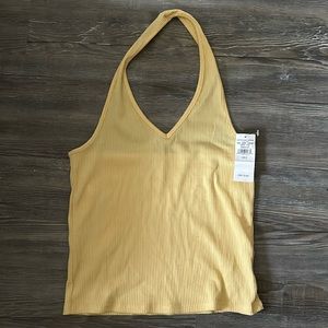 american eagle yellow halter crop top
